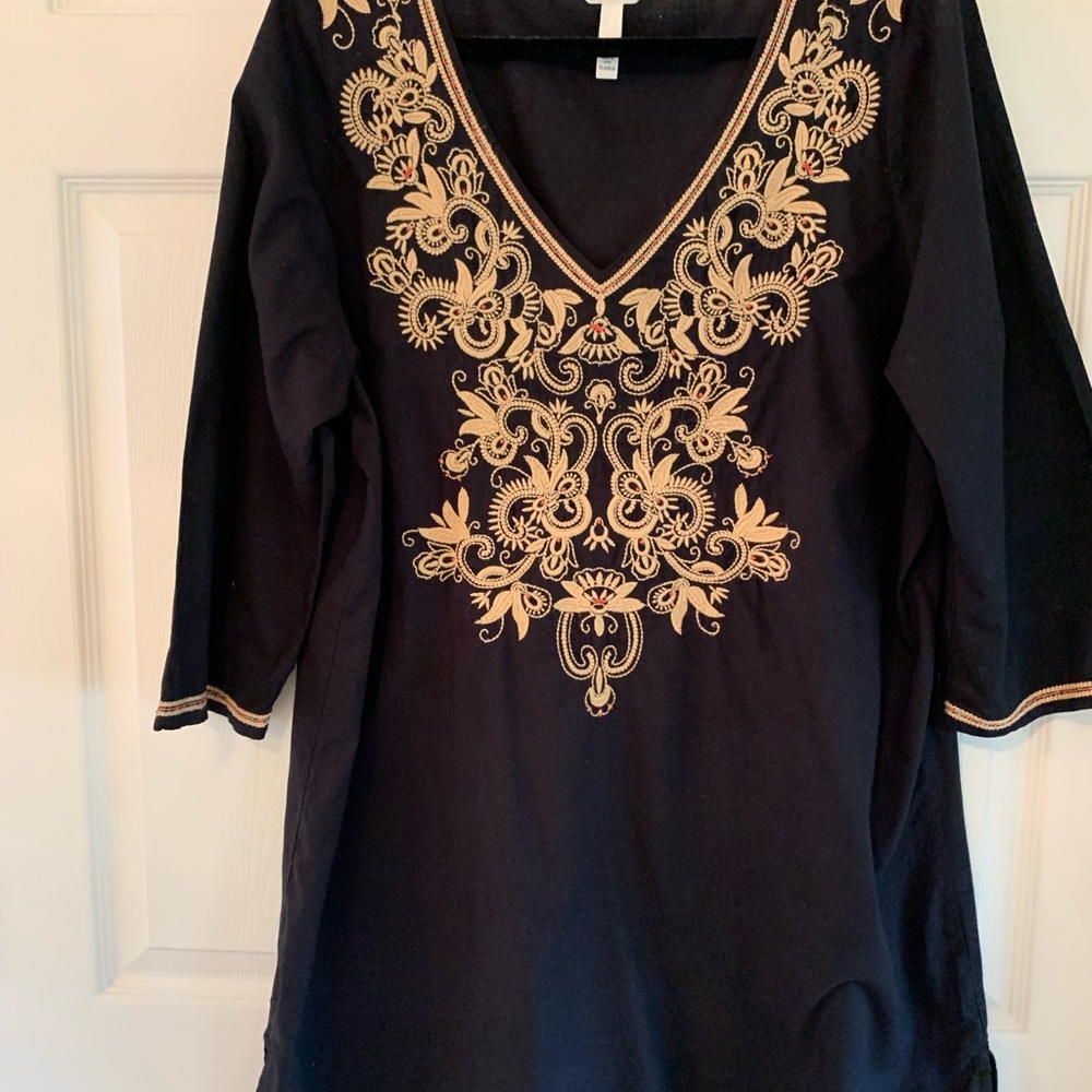 Soma Black and Gold Long Sleeve Dress